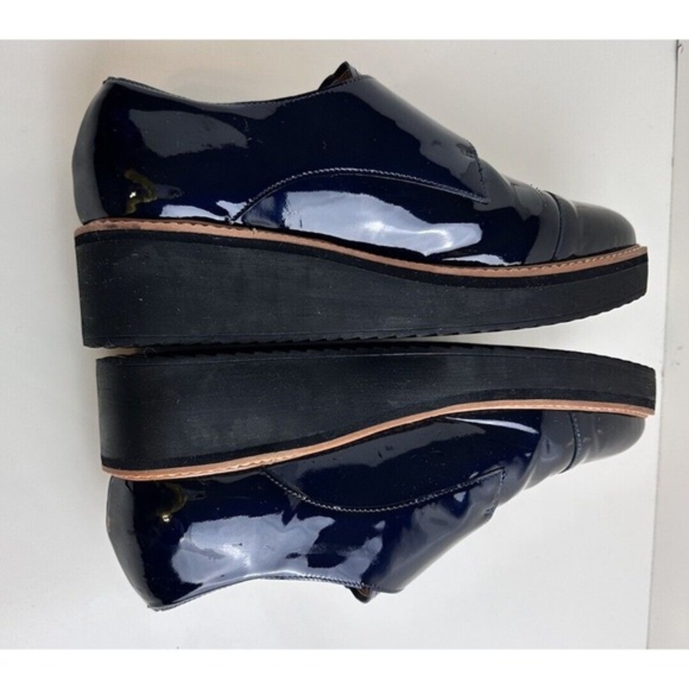 Halogen Haemma-Lea Navy Patent Leather Monk Strap Platform Loafers 11M 45-03‎ - Picture 11 of 15
